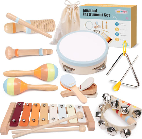 Baby Musical Instruments Set - Montessori Wooden 18 Month Old Baby Musical