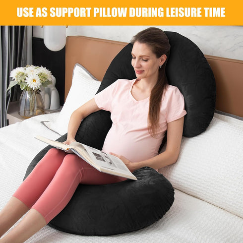 1 MIDDLE ONE Pregnancy Pillow, C Shaped Full Body Pregnant Women Sleeping Pillow for Maternity Support with Cover