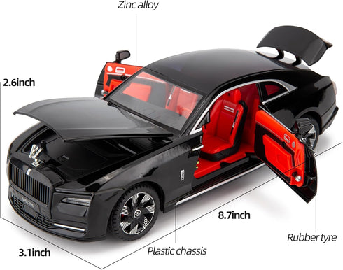 BDTCTK 1:24 Rolls Royce Spectre Model Car, Diecast Collectible Pull Back Toy Car with Sound and Light