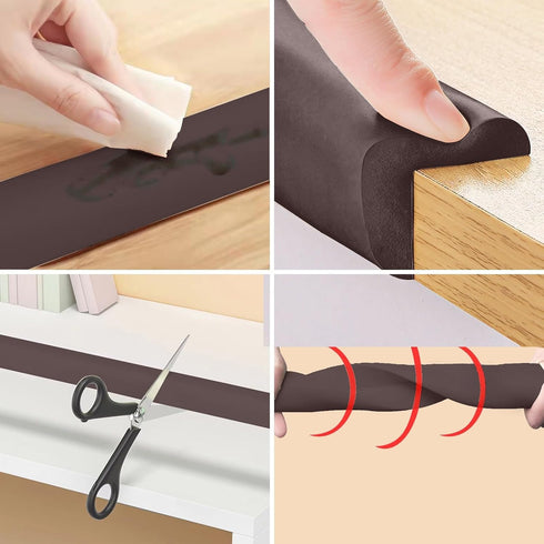Guards(12.0ft Edge+4corners) 3M Baby Proof Corners and Edges, Soft Foam Strip Baby Proofing Adhesive for Table