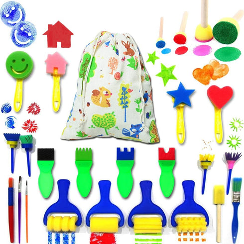 Art & Craft Mini Flower Sponge Brush Set - Fun DIY Painting Drawing Tools for Early Learning