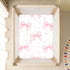 CZXW 52" 28" Pink Bows Polka Dots Crib Sheets Fitted x Natural Cotton Soft & Breathable for Baby Crib Mattress