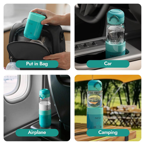 NCVI Portable Glass Bottle Warmer for Baby Travel on The Go, Car USB Breastmilk Warmer Battery Powered, Airplane