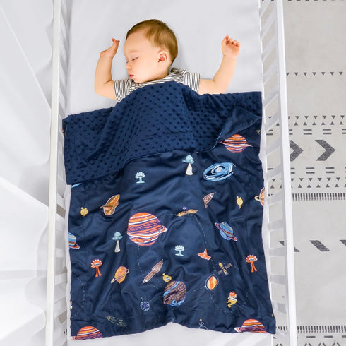 PHF Minky Baby Blanket for Boys and Girls, 30x40 Inches Neutral Double Layer with Dotted Backing, Unisex Receiving
