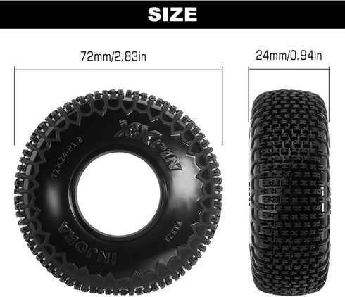 INJORA 1.3" XHX Pin Tires for TRX4m SCX24, 72 * 24mm, S5 Compound, 4PCs