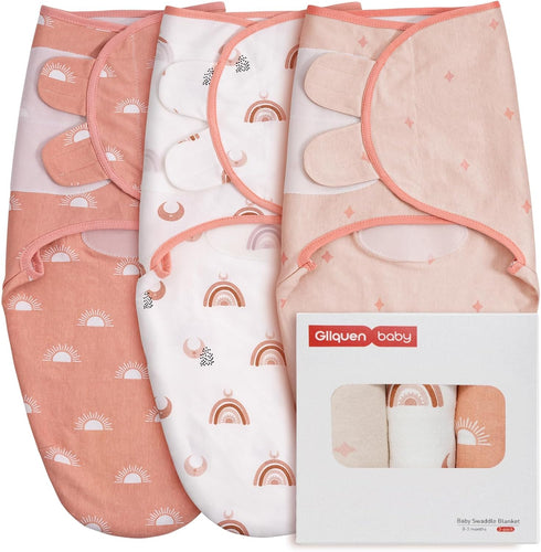 GLLQUEN BABY 3-Pack Organic Baby Swaddle Sleep Sacks for Newborn - Baby