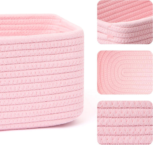 Closet 13x8.5x5.1 3 Packs MiniArk Small Storage Baskets for Organizing | Organizer Bins | Shelf Toy Basket | Woven Rope