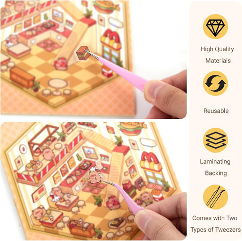 Krttwwx 20 Sets 3D DIY Sticker Scene Collection Book for Kids Adults Cute Make Your Own Shop House Stickers for Gifts