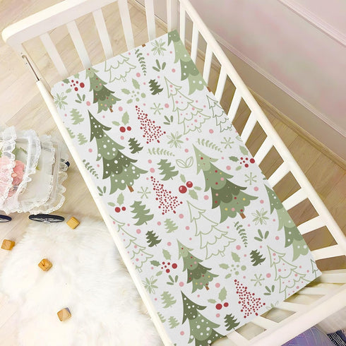 Jihqo Pack 39" 27" Cartoon Christmas Tree Crib Sheets for Boys Girls N Play Sheet Soft Breathable Mini Crib Sheets x