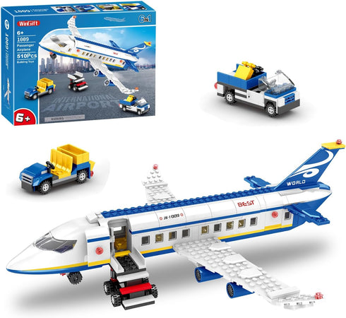 WINGIFT 510 Pcs City Passenger Airplane Building Set, 6 IN1 Plane Building