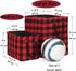 Large Rectangular Foldable Storage Baskets, Cotton Rope Handles, Soft Felt Fabric Bins, Red Black Grid