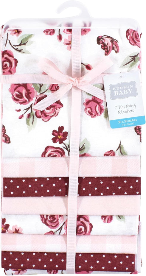 Set, Hudson Baby Unisex Cotton Flannel Receiving Blankets Sweet Roses