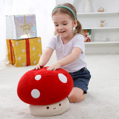 9 Inch WeBingo Mushroom Plush Pillow, Cute Large Mushroom Decor Stuffed Animal Plushies Stuffy for Girl Boy Kid Adult