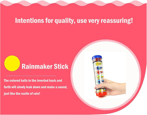 2PCS 8 Inch Rain Maker Stick Tube Shaker, Sensory Auditory Musical Instrument for Kids and Baby