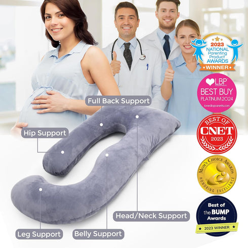 Momcozy 57 Inch Pregnancy Pillows for Sleeping, U Shaped Full Body Maternity Pillow with Removable Cover - Support