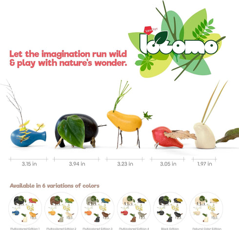 3 4 5 6 7+ (Set 5) Nature Wooden Toys Locomo Family II Animal Figures Waldorf Open-Ended Educational Outdoor Play