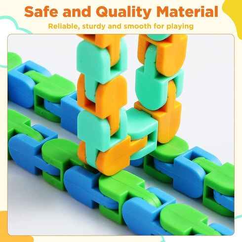 60 Packs Sotiff Wacky Track Fidget Toy Fidget Links Colorful Snake Toy Gift for Kids Adult Autism Stress Relief Therapy