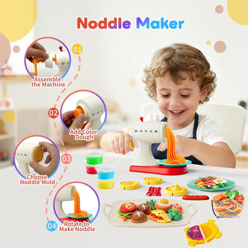 Rodsucs 4 1 Sets 4-8,Kitchen Maker,2-in-1 (16 in Color Dough for Kids Ages Creation Toys with Ice Cream Maker,Noodle