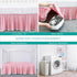 Pink Crib Skirt Pleated with White Pompoms, 14" Drop Bedding Dust Ruffle for Girls, Fade Resistant Machine Wash