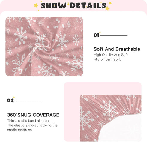 J JOYSAY Pack Pad,52 28 Christmas Snowflakes Fitted Crib Sheet for Boys Girls Baby Crib Sheet Crib Mattress Sheet Soft
