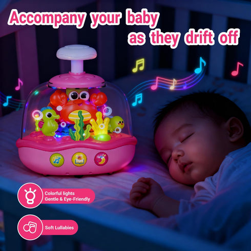 MoraBaby 6-12-18 1 1-3 Baby Girl Toys Months, Press & Spin Ocean Musical Light Up Toy | Bilingual Learning Educational