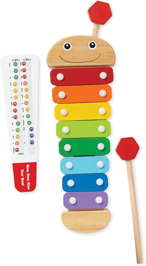 Melissa & Doug Caterpillar Xylophone Musical Toy with Wooden Mallets, 15.25" x 6.5" x 1.5"