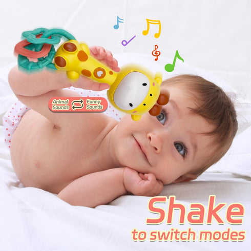 Baby Music Rattle Toy - Teething Toy for Infants 6-12-18 Months, Sensory Toys for Baby Boy Girl Gifts (Giraffe)