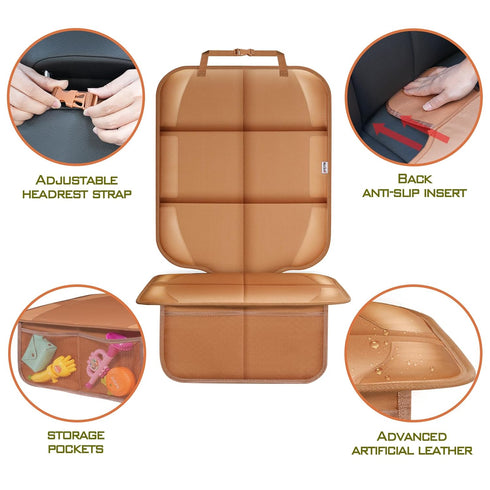 600D (Tan-1 Meolsaek Car Seat Protector for Child Car Seat, Durable Fabric Waterproof Car Seat Cover with Thick Pad