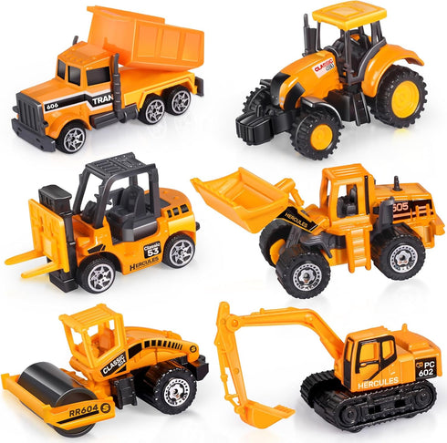 Oriate Construction 6PCS/Set diecast car, Including bulldozers, Forklift, Excavator & Other Educational