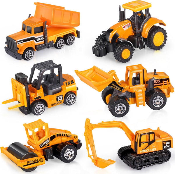Oriate Construction 6PCS/Set diecast car, Including bulldozers, Forklift, Excavator & Other Educational