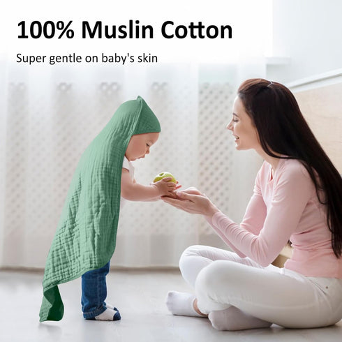 TDHD 2pcs 100% 0-3 Hooded Baby Bath Towel - Cotton, Super Absorbent & Soft Swaddle, Gentle Bath Towel with Hood