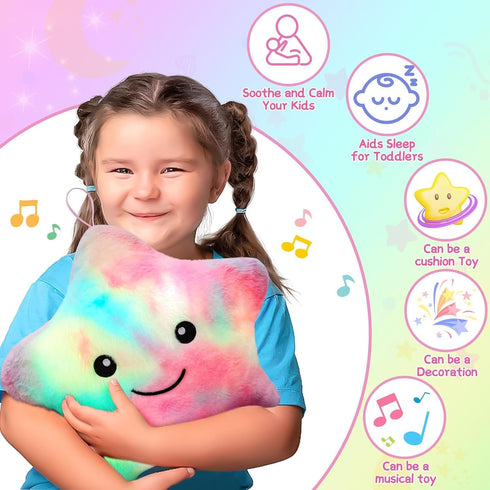 Toddlers,14" 3 4 5 6 7 8 9 10 Subao Sensory Toys for Toddler Pillow with Light & Music,Plush Star Night Light for Kids