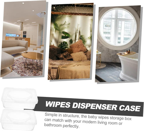 TOPPERFUN 2Pcs Baby Wipes Dispenser Box with Lid Portable PP Wipe Holder for Travel Dustproof for Strollers and Home