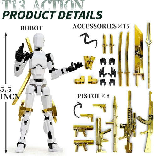PkghoKids 3D T13 13 Printed Action Figure, Robot with Movable Parts, Desktop Decoration, Gift for Collectors and Game