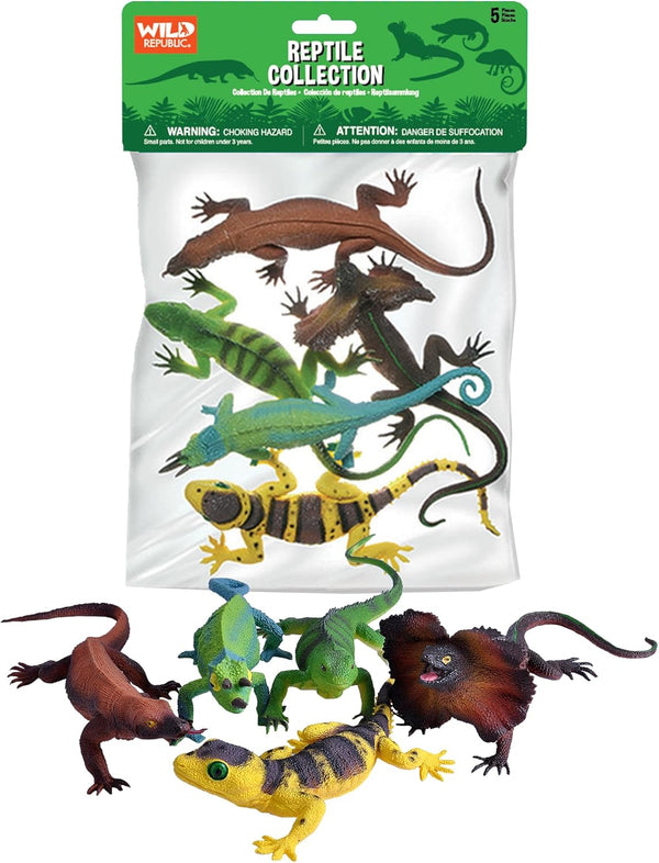 Wild Republic Reptile Polybag, Lizard Toy, Educational Toys, Kids Gifts, 5-Pieces