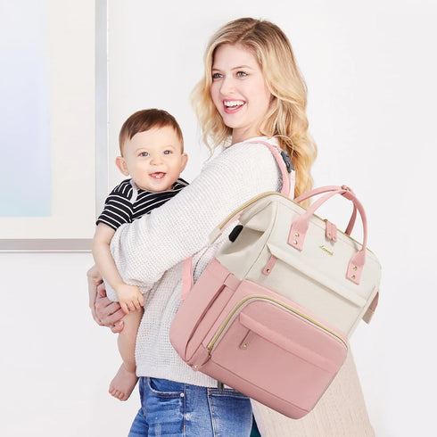 Backpack, Backpack LOVEVOOK Diaper Bag Baby Bag with Changing Station, Large Diaper for Moms Dads, Waterproof Leather