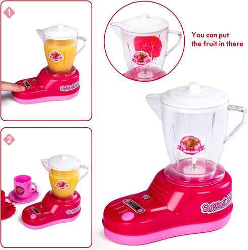 FANELEQU Set,Coffee Set Kitchen Appliances Toy,Kids Kitchen Pretend Accessories Play Maker Machine,Blender,Mixer