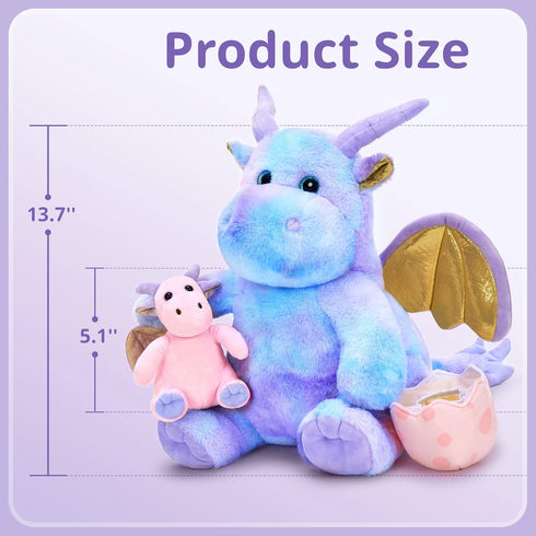 Animal,6 Mommy 3 Tezituor Purple Stuffed Dinosaur for Girls,Cute Dragon Stuffed Pcs Dino Plush Toy with Baby