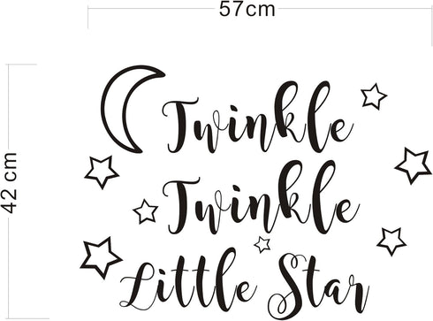 Twinkle Twinkle Little Star Wall Decal Art Vinyl Sticker - Nursery Bedroom Home Decor for Kids (Black, 57x42cm)