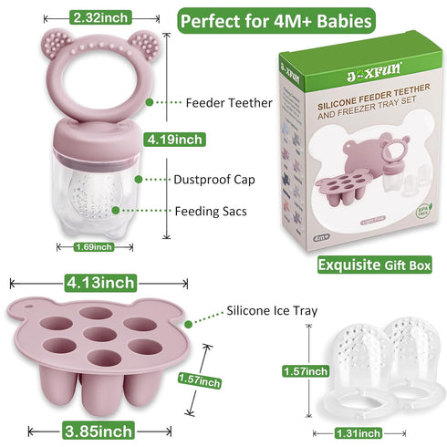 JEXFUN Silicone Breastmilk Popsicle Freezer Molds & Baby Fruit Food Feeder Pacifier, Baby Food Storage Containers