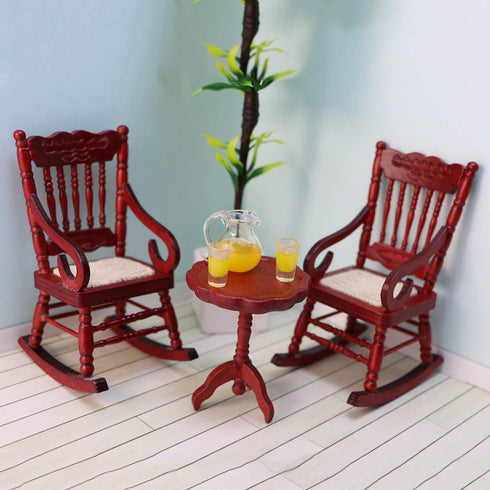 Miniature Dollhouse End Table 1:12 Scale Wooden Furniture Round Side Tea Table Model for Dollhouse Living Room Scene Decoration Gift (Brown)