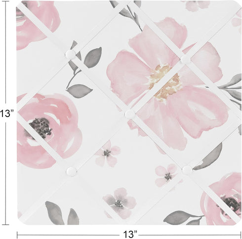 Sweet Jojo Designs Fabric Memory Memo Photo Bulletin Board (Pink/Grey Boho Floral) for Girls, Baby, Kids, Children