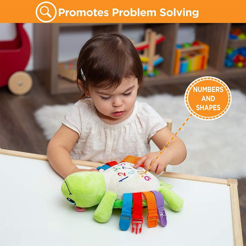 Buckle Toys Belle Turtle Stuffed Animal Montessori Toys for Toddlers 1-3, Travel Essentials for Kids