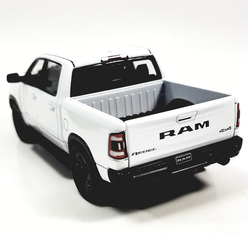 Kinsmart 2019 White Dodge Ram 1500 Pickup Truck - 1/46 O Scale Diecast Truck