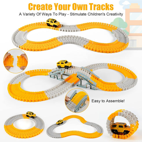 260 2 4 1 Set, 3 4 5 6 PCS Construction Race Tracks for Kids Toys, Racing Cars, Construction Cars, Map & Flexible DIY