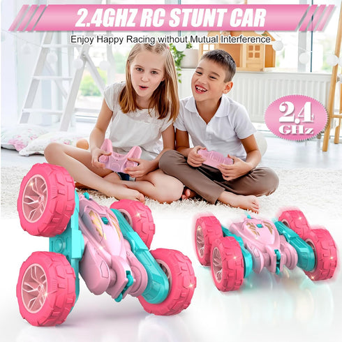 Girls2.4 360 4 5 6 7 8 9 10 Pink Remote Control Car for Ghz Double Sided RC Cars Rotating Remote Control Crawler