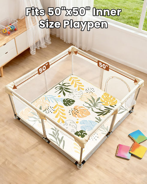 50x50 Tummy Baby Play Mat for Floor, Portable Thickened Foam Playpen Mat, Foldable for Easy to Store, Baby Time