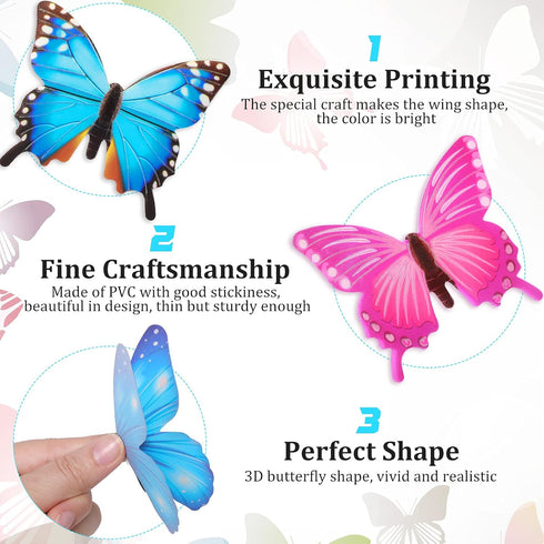 48 Pieces Glow in The Dark Butterflies - 3D Butterfly Decal Sticker Wall Decor for Room Nursery Living Room