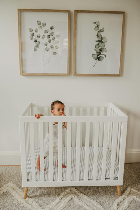 3 Pack Set 100% Pack NODNAL CO. Fitted Gray Mini Crib n Play Playard Portable Crib Sheets - OEKO-TEX Cotton Baby