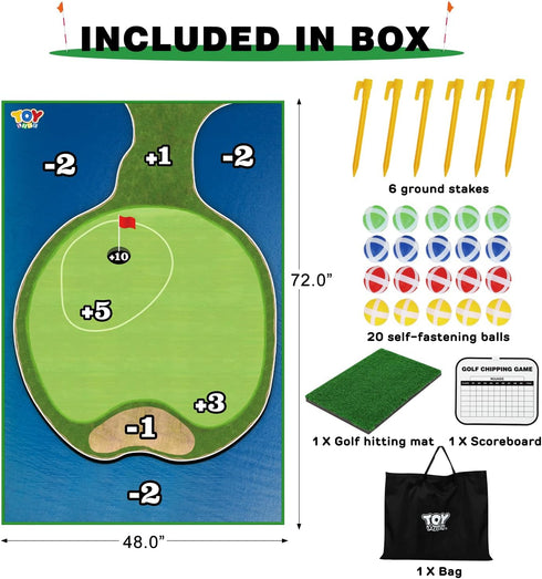 Set 20 TOY Life Golf Chipping Game Golf Sticky Battle Mat with Sticky Balls & Hitting Mat, Fun Backyard Chip Game